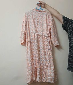 Peach Floral Print Dress