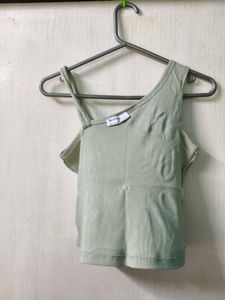 Sage Green One Shoulder Tank Top