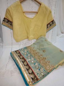 Elegant Embellished Saree &amp; Blouse