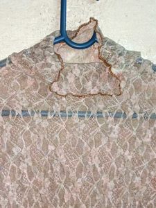 Summer See-through Lace Turtleneck Top Sheer