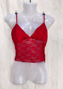 I. Red Lace Camisole Top