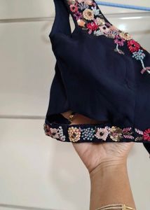 Embroidered Navy Blue Blouse