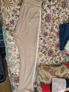 Beige Pants with White Stripe