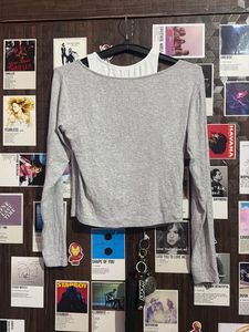 Grey Long Sleeve with Camisole Crop to