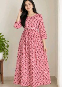 Elegant Pink Geometric Print Gown