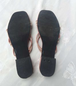 Stylish Rose Gold Embellished Flat Sandals