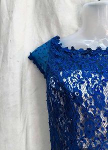 Elegant Royal Blue Lace Gown