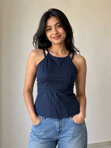 Chic Navy Blue Sleeveless Top