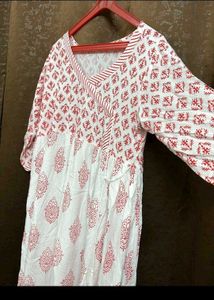 Red &amp; White Printed Dress