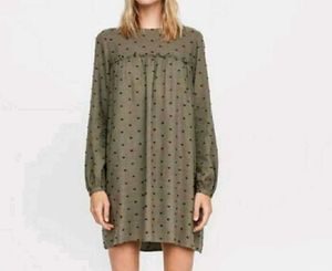 ZARA Olive Green Dot Dress