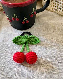 Crochet Cherry Hair Tie