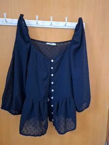 Sheer Black Peplum Top