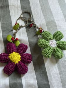 Crocheted Flower Keychain Set
