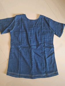 Denim Two-Piece Set - Top &amp; Wide Leg Pants