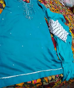 Beautiful Teal Kurta with Mirror Work