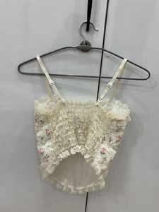 Floral Lace Trim Crop Top