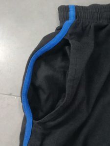 Black Shorts with Blue Stripe Accent
