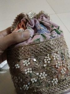 Embellished Potli Bag with Pearls