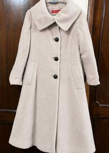 Elegant Beige Faux Fur Blend Coat