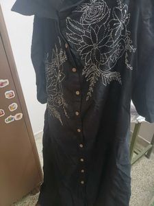 Elegant Black Kurta with White Embroidery