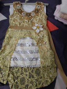 Girls Golden Embellished Lehenga Choli