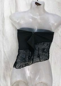 Lace Trimmed Black Tube Top