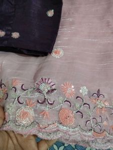 Beautiful Pink Saree with Embroidered Border