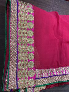 Lace Saree With Handwork Blouse