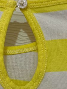 Beautiful White N Yellow Striped UCB Dress