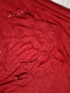 Elegant Red Embellished Saree