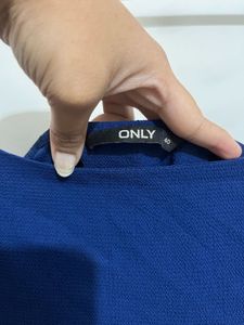 Blue Ruffle Detail Top ( Cold Shoulder )
