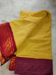 Beautiful Yellow Saree with Red Border