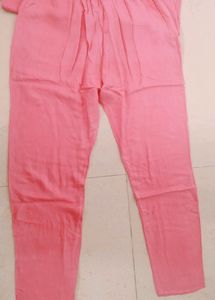 Embroidered Pink Kurti and pant set