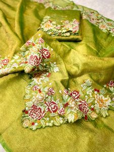 New Banarasi Tissue Silk Embroidered Saree