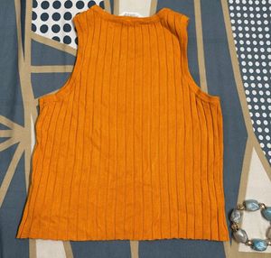 Orange Ribbed Tank Top