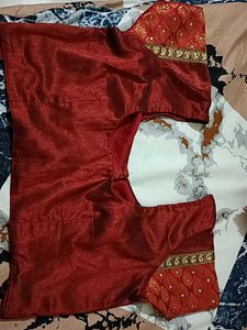 Banarasi SkyBlue Maroon And Gold With Stone Saree
