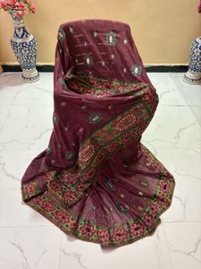 multicolour work Embroidered Saree