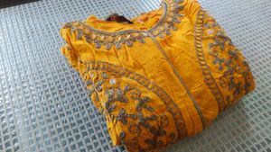 Embroidered Yellow Lehenga Choli Top