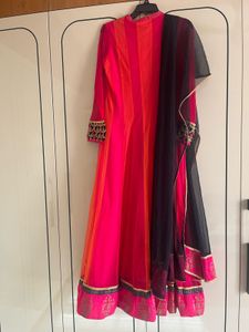 Vibrant Pink &amp; Orange Anarkali Suit