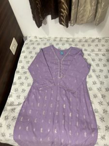 Lavender Kurta with White Print