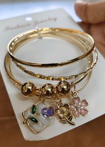 5 pcs korean golden bangles set combo