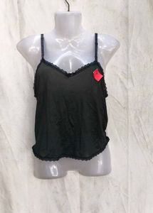 16245. Black Lace Trim Cami Top