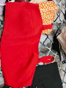 Red Kurta Set with Printed Sleeves