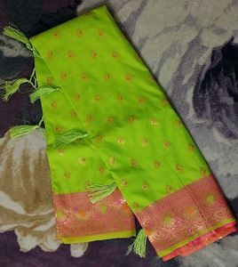 Lime Green Bangalore Pure Silk Saree