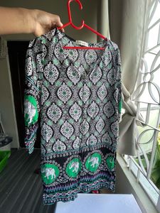 Boho Elephant Print Tunic Top