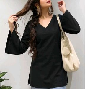 Black Flared Sleeve Kurta(Will get stockout soon)