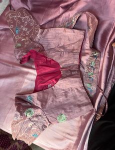 2-shade Satin Saree with Blouse / Belt (women’s )