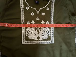 Elegant Dark Green Embroidered Kurta Dress
