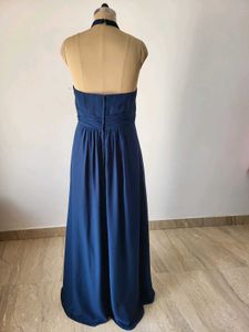 Elegant Navy Blue Halter Neck Maxi Dress