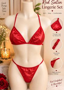 combo of 2 Red Lace Lingerie Set